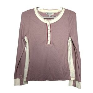 Fate + Fortune Waffle Knit Henley L Pink Ivory Boho Coquette Soft Girl Cottage